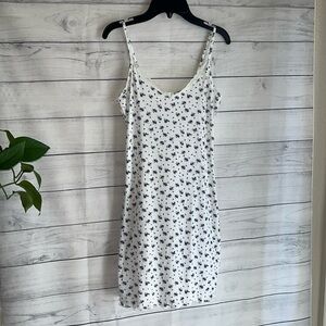 Floral ribbed stretch mini dress